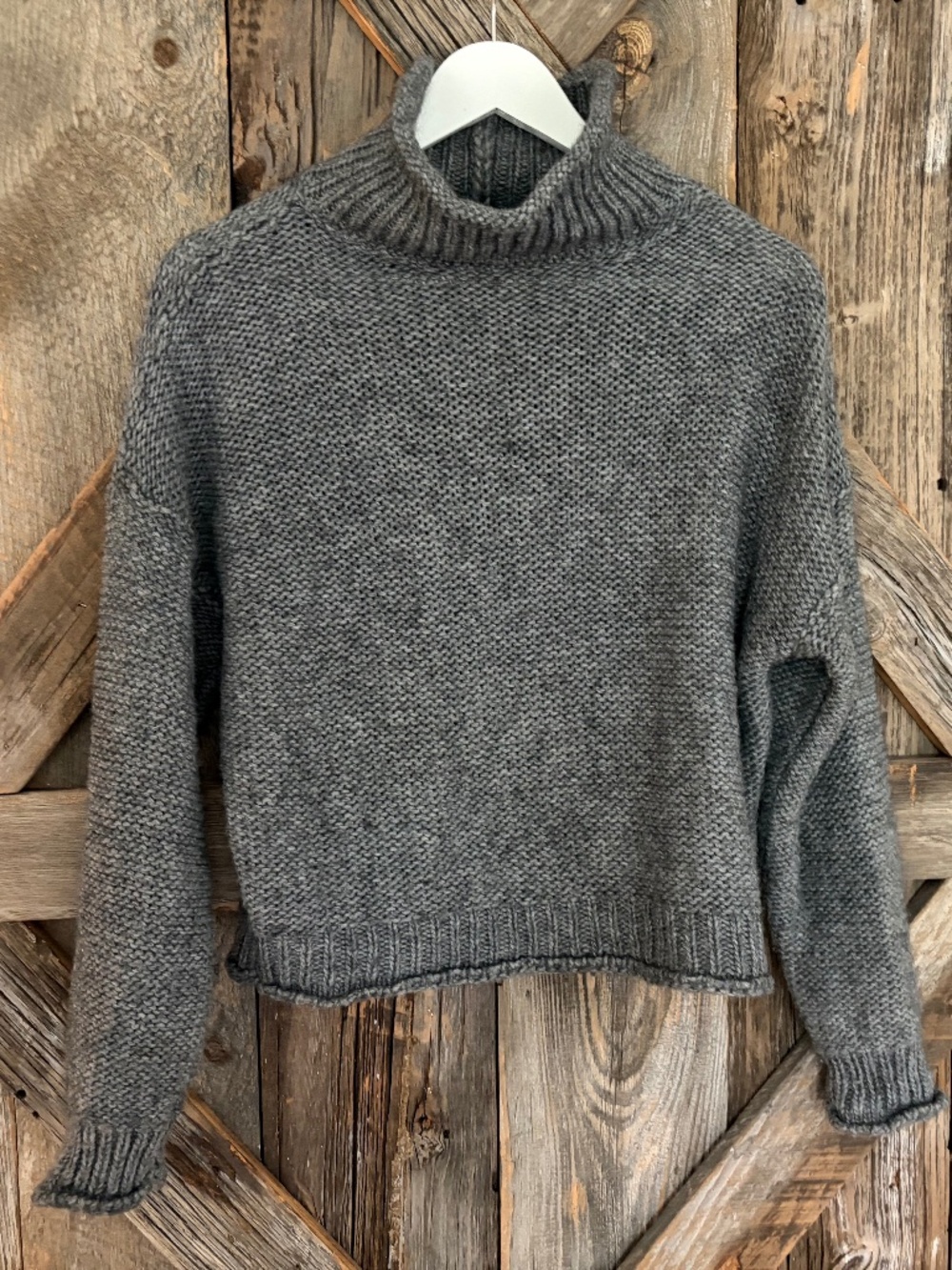 Anthropologie Lottie Alpaca Wool Blend Gray Turtleneck Sweater XS XSMALL